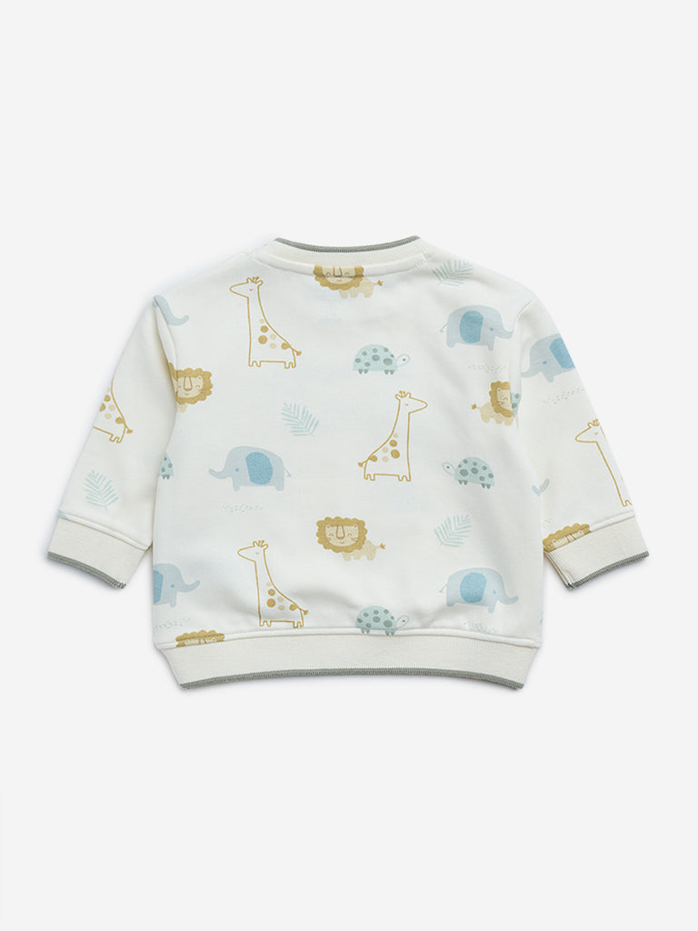 HOP Baby Off-White Animal Printed Sweatshirt