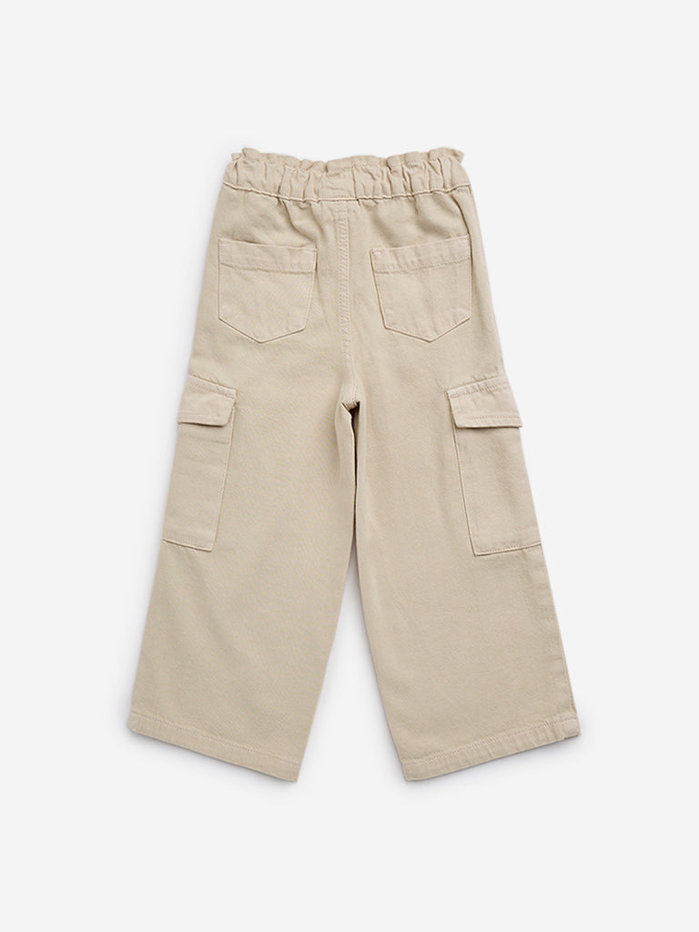 HOP Kids Beige  Cargo-Style Relaxed - Fit Mid - Rise Jeans