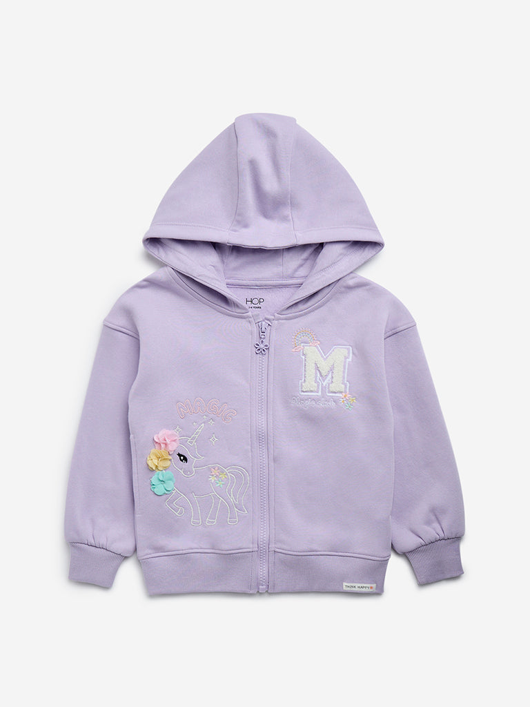 HOP Kids Lilac Unicorn Design Cotton Blend Sweatshirt