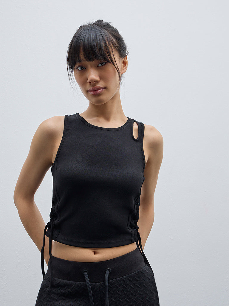 Studiofit Black Ruched Design Top