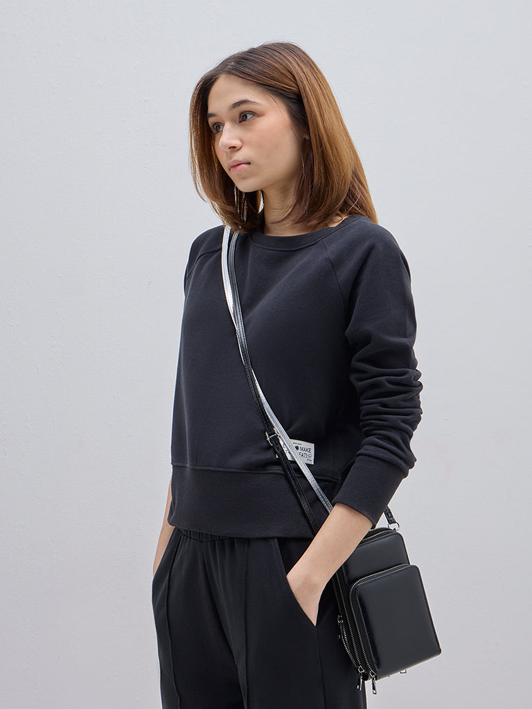 Studiofit Black Cotton Sweatshirt