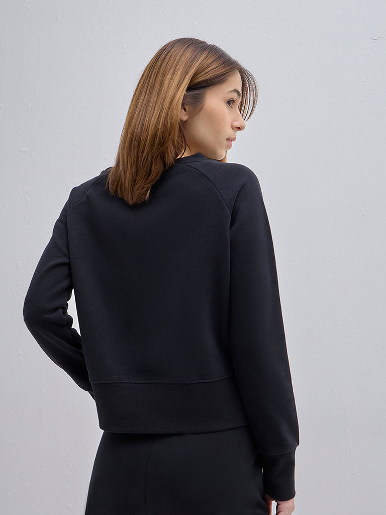 Studiofit Black Cotton Sweatshirt