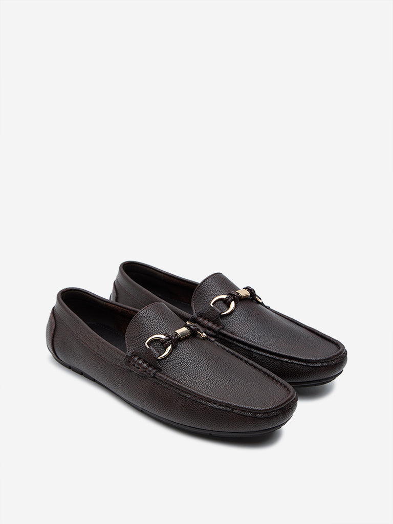 SOLEPLAY Dark Brown Metal Detailed Loafers