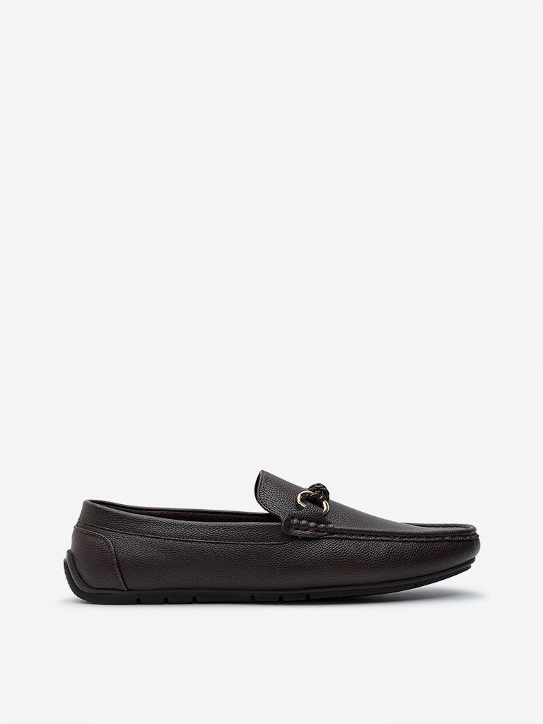 SOLEPLAY Dark Brown Metal Detailed Loafers