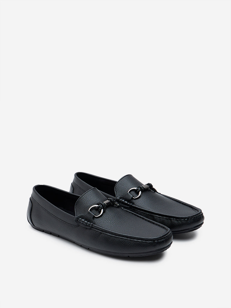 SOLEPLAY Black Metal Detailed Loafers