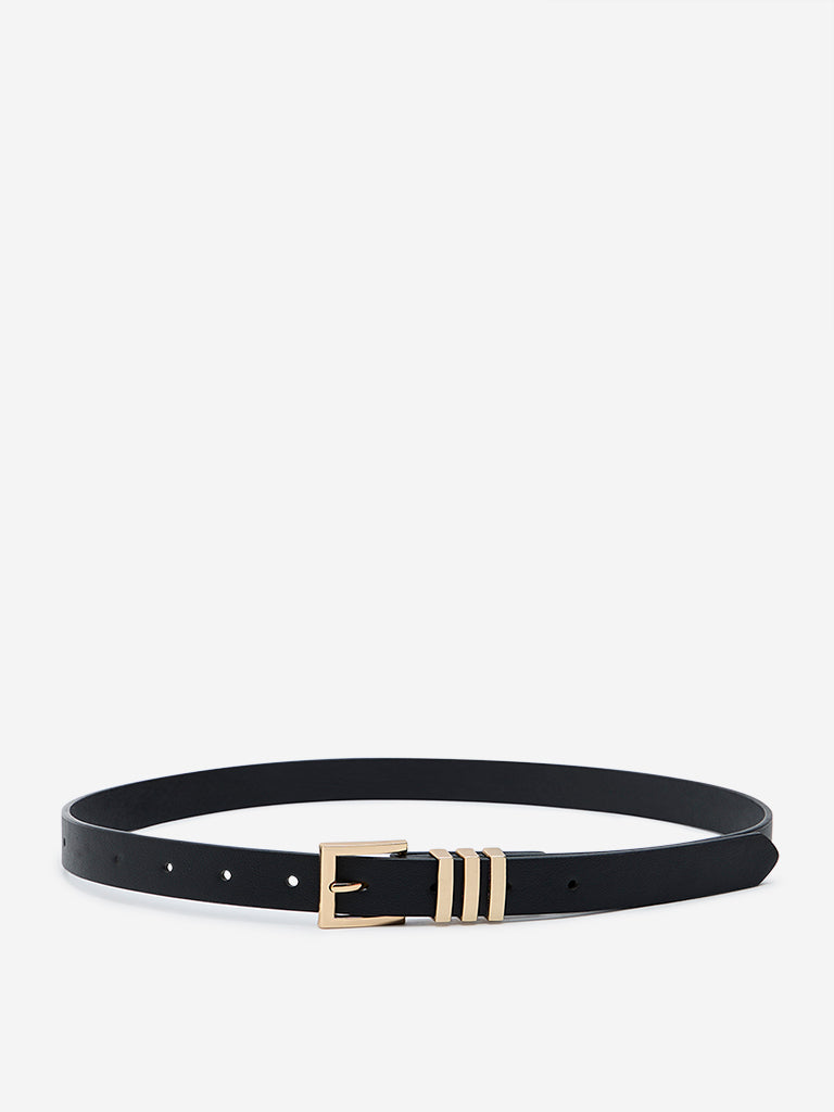 Westside Accessories Black Faux-Leather Belt (Small)