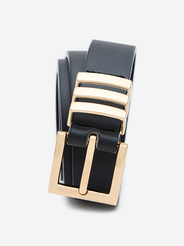 Westside Accessories Black Faux-Leather Belt (Small)