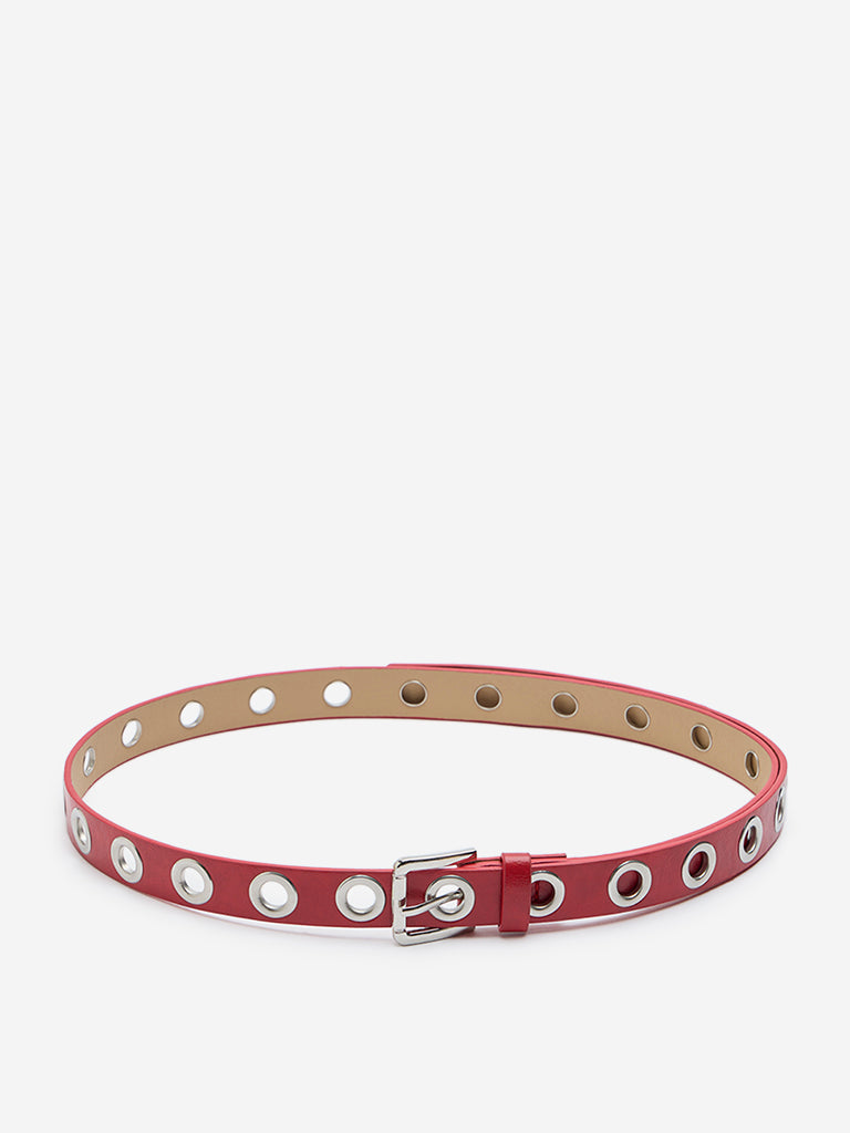 Westside Accessories Red Metal Eyelet Belt (Large)