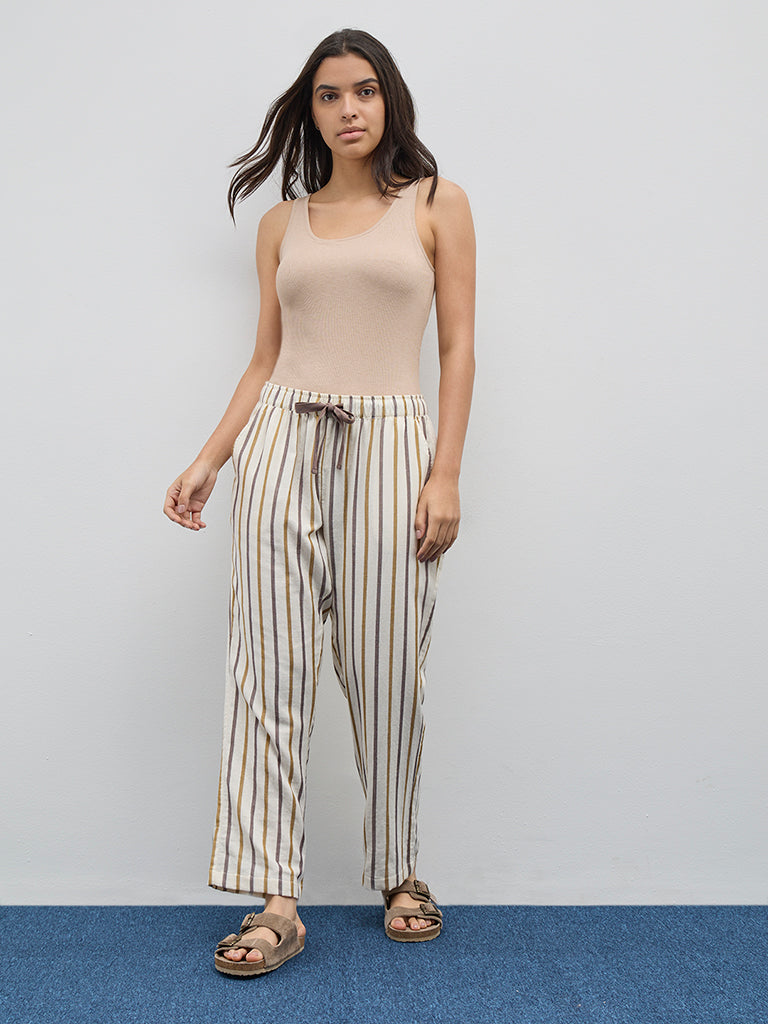 Wunderlove Multicolour Striped Cotton Lounge Pants