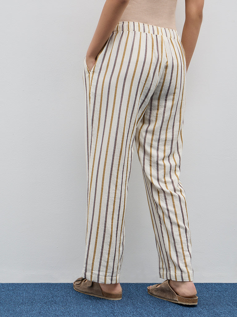 Wunderlove Multicolour Striped Cotton Lounge Pants