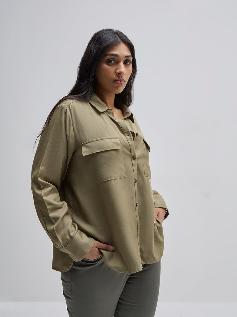 Gia Solid Olive Shirt