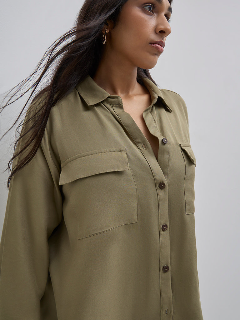 Gia Solid Olive Shirt