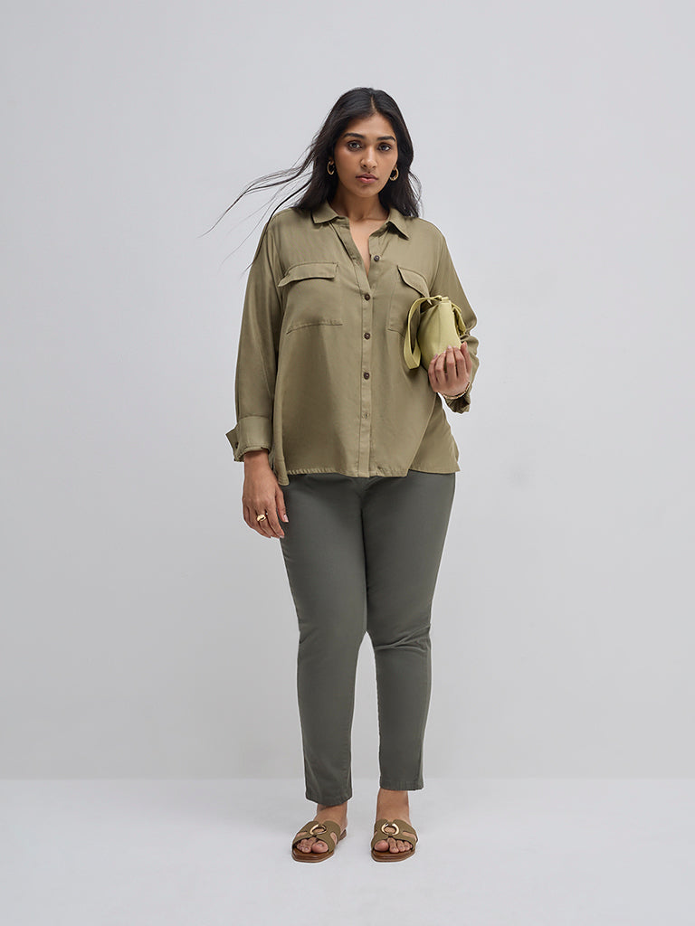 Gia Solid Olive Shirt