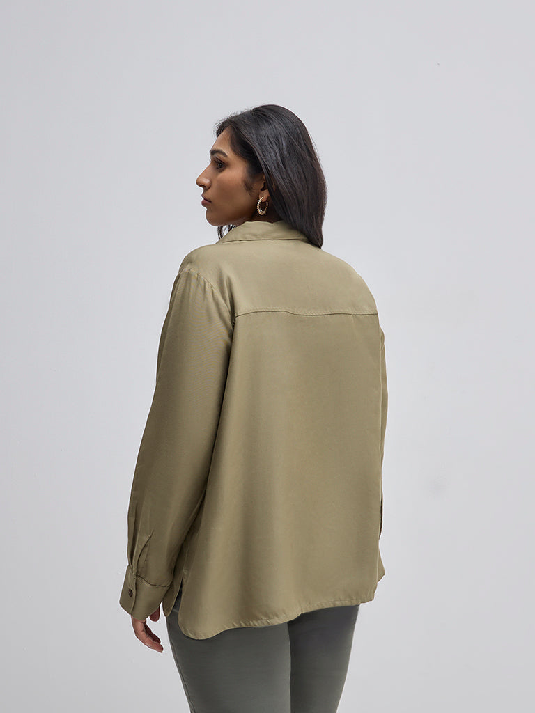 Gia Solid Olive Shirt