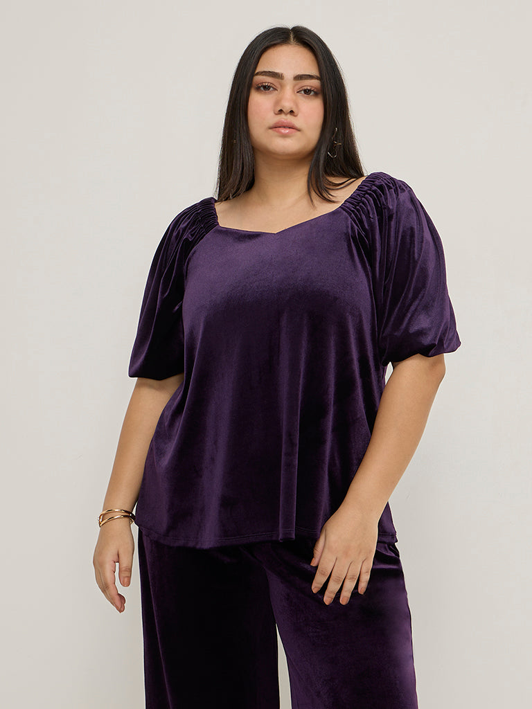 Gia Purple Velveteen Top