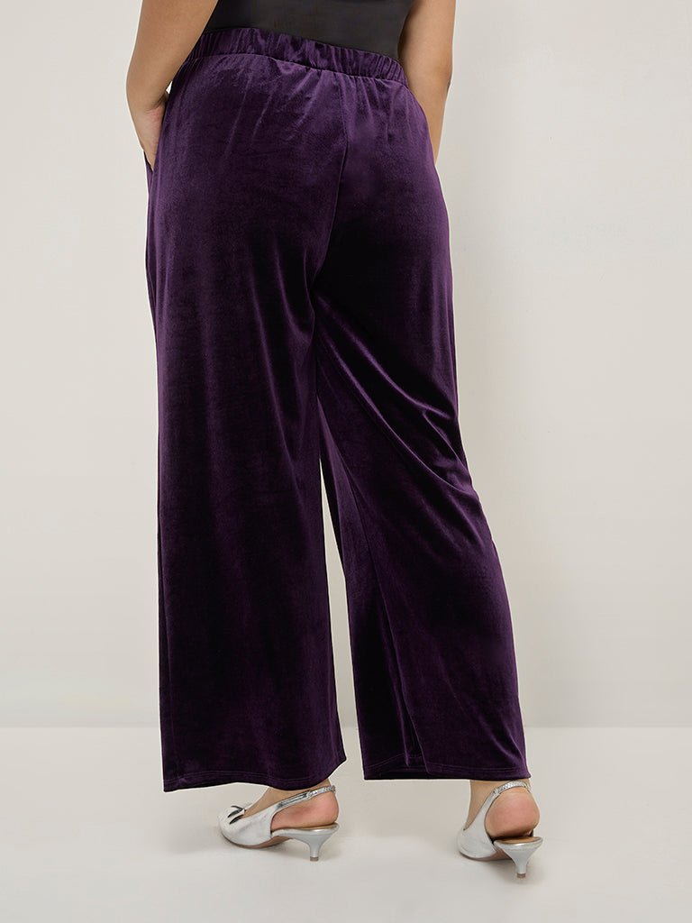 Gia Purple Velveteen High-Rise Pants