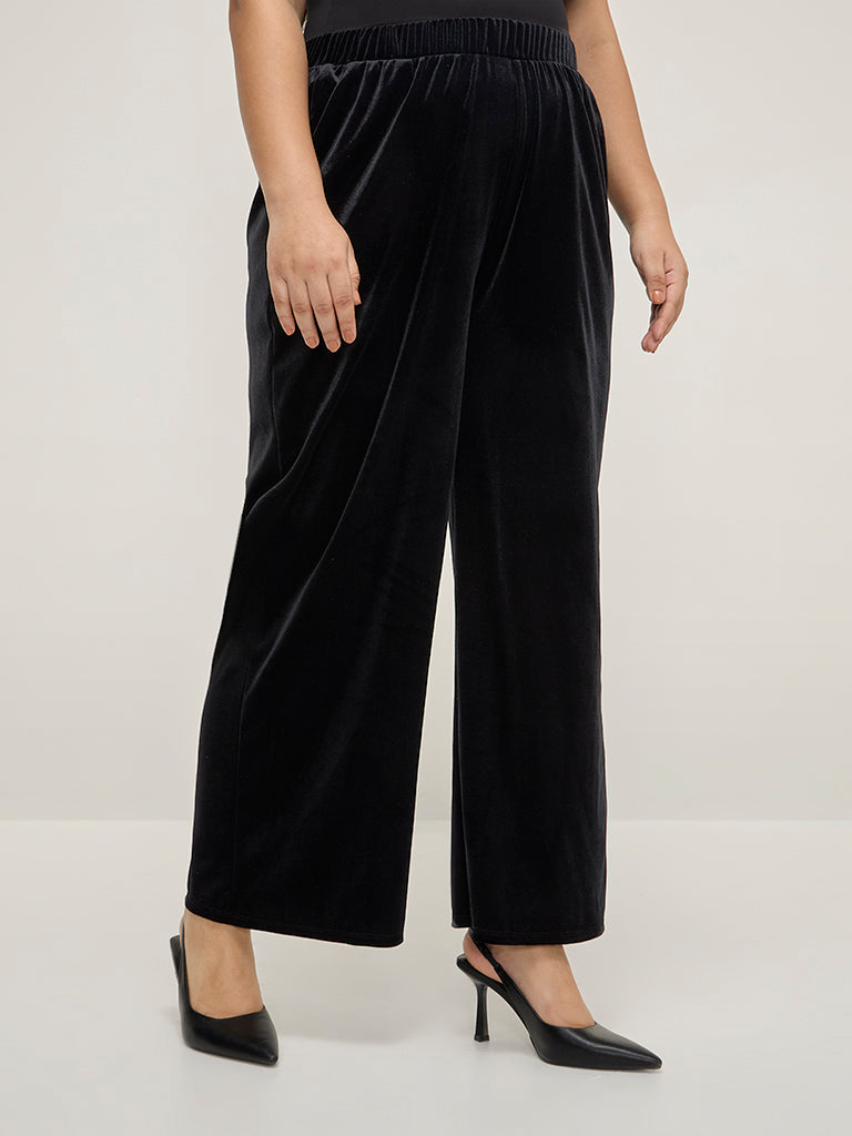 Gia Black Velveteen High-Rise Pants