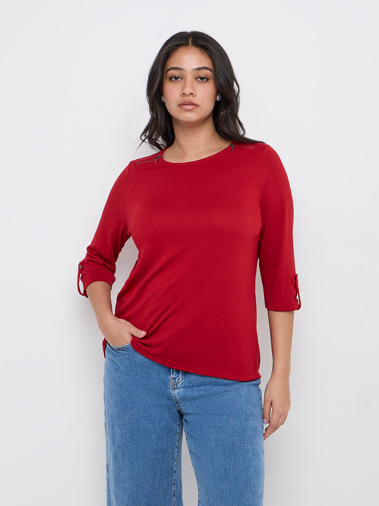 Gia Red Solid Top