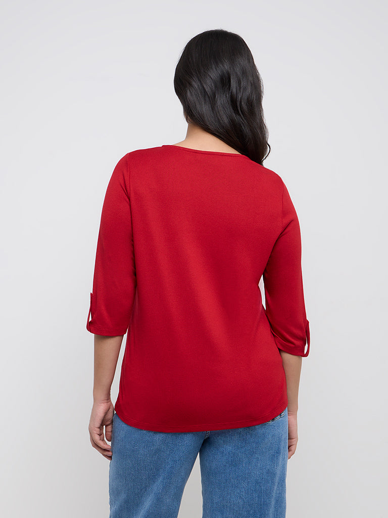 Gia Red Solid Top