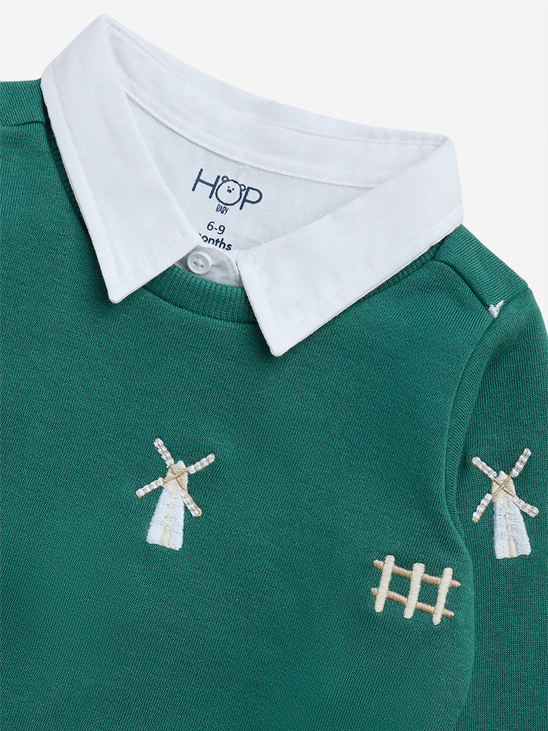 HOP Baby Green Farm Design Cotton Blend Sweatshirt