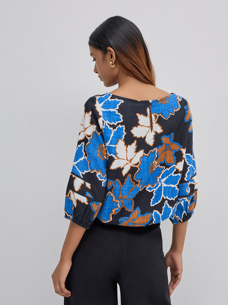 LOV Blue Floral Printed Blouse