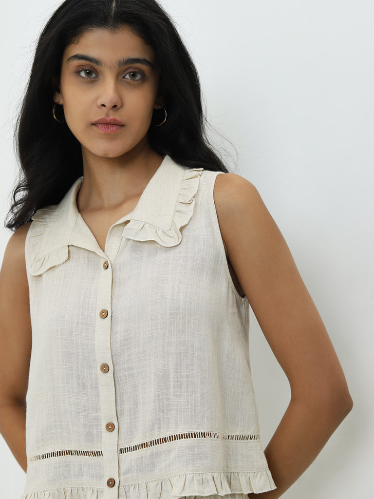 LOV Beige Ruffled Top