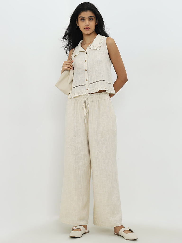 LOV Beige High-Rise Palazzos