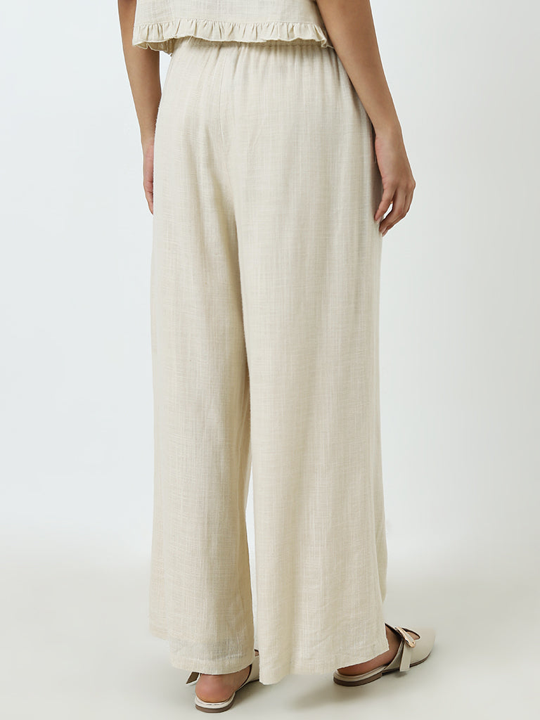 LOV Beige High-Rise Palazzos