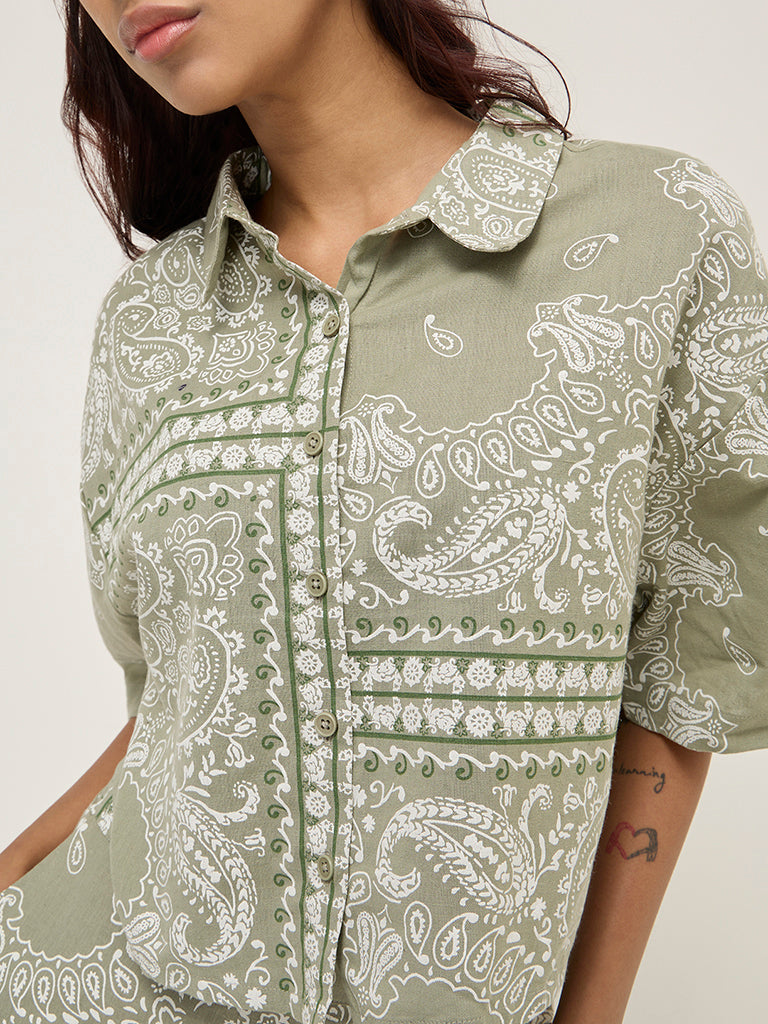 Bombay Paisley Sage Paisley Printed Shirt