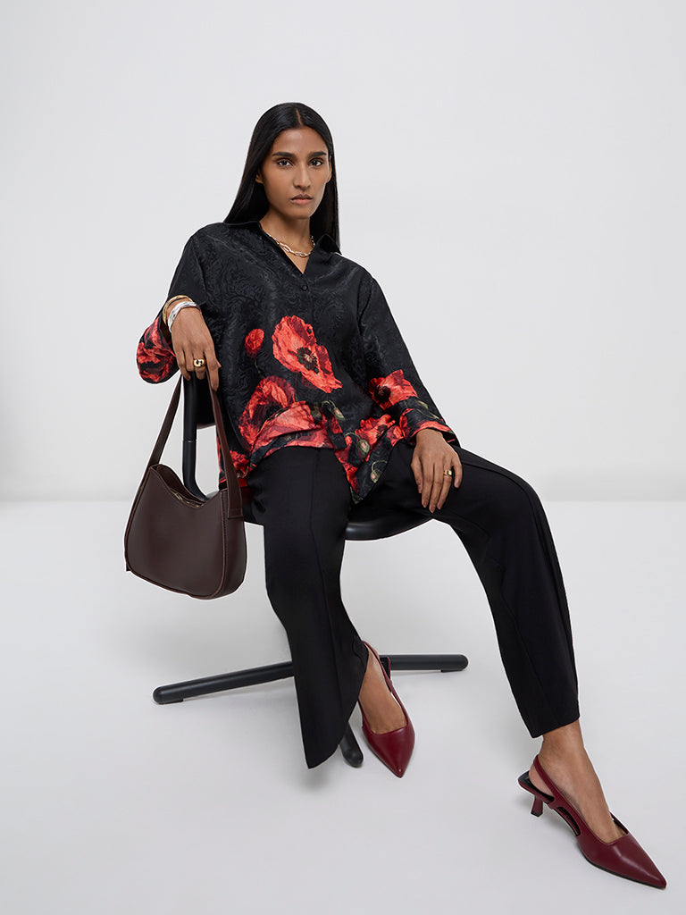 Wardrobe Black Floral Printed Shirt