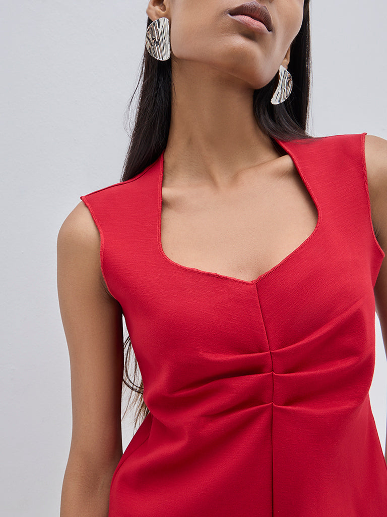 Wardrobe Red Pleated Top