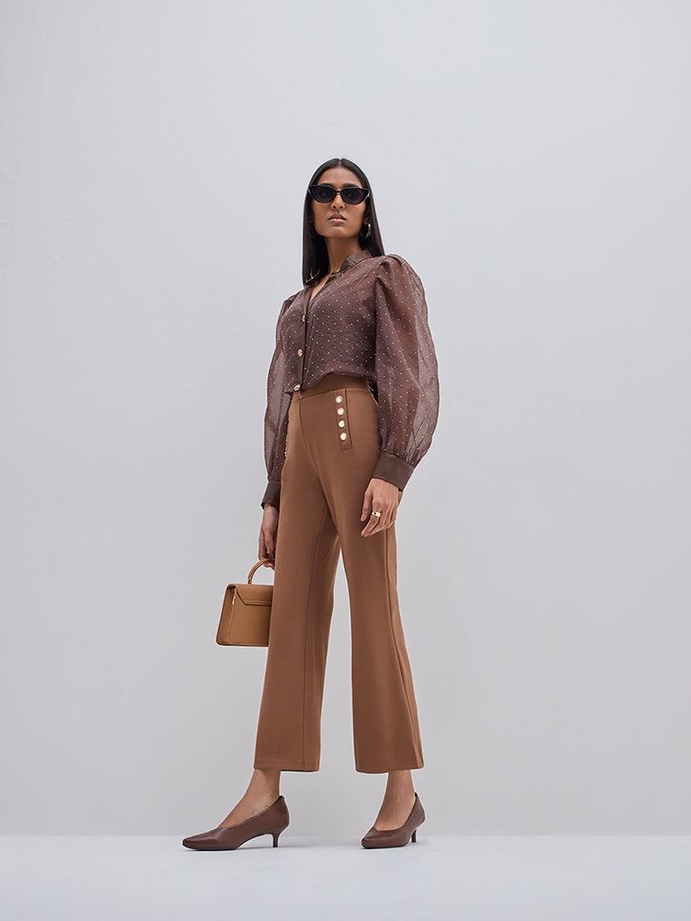 Wardrobe Brown High-Rise Wide-Leg Trousers