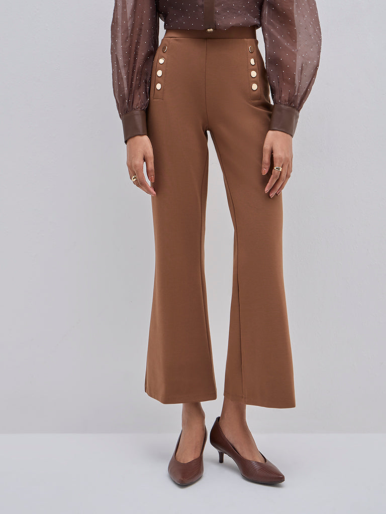 Wardrobe Brown High-Rise Wide-Leg Trousers