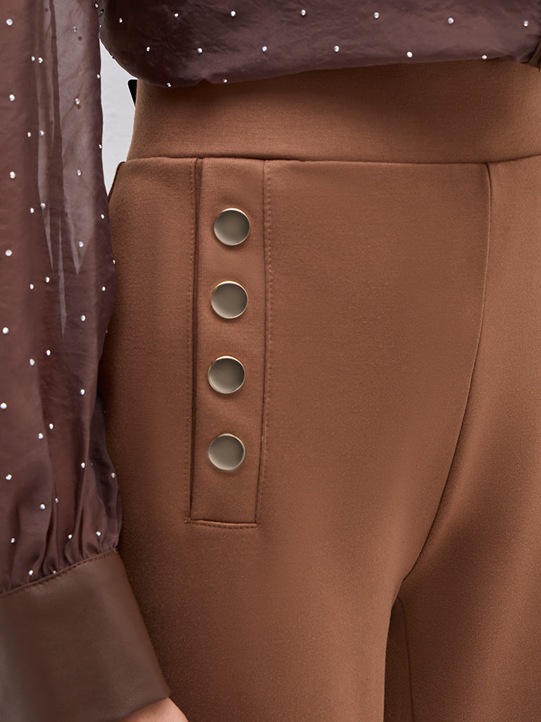 Wardrobe Brown High-Rise Wide-Leg Trousers