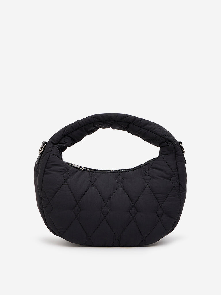 Westside Black Quilted Baguette-Style Sling Bag