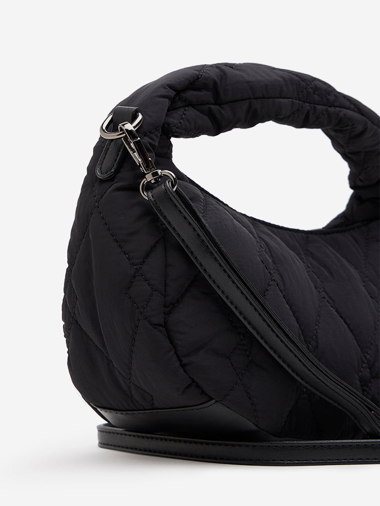 Westside Black Quilted Baguette-Style Sling Bag