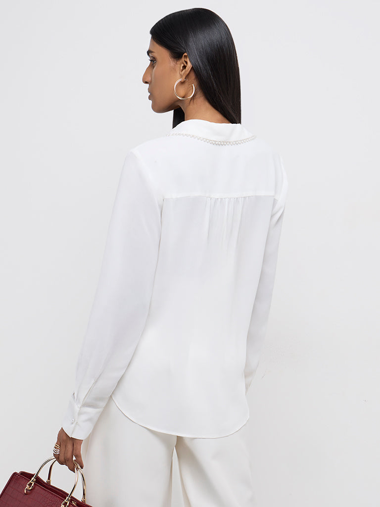 Wardrobe White Pearl-Detailed Shirt