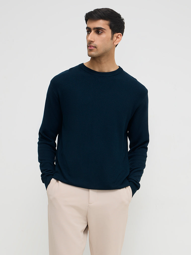 WES Formals Dark Teal Slim-Fit Sweater