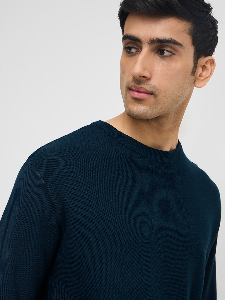 WES Formals Dark Teal Slim-Fit Sweater