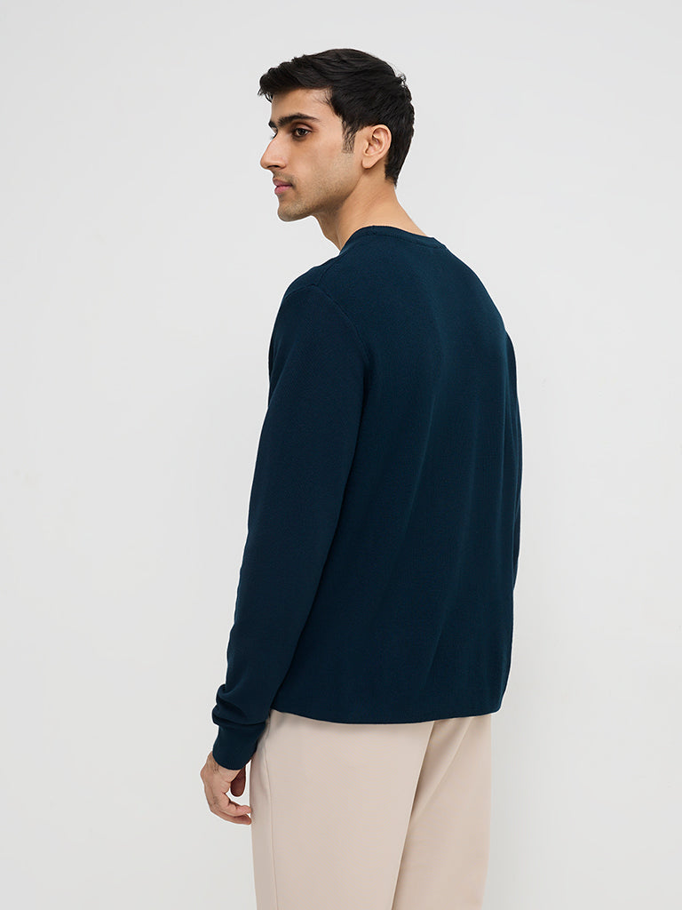 WES Formals Dark Teal Slim-Fit Sweater