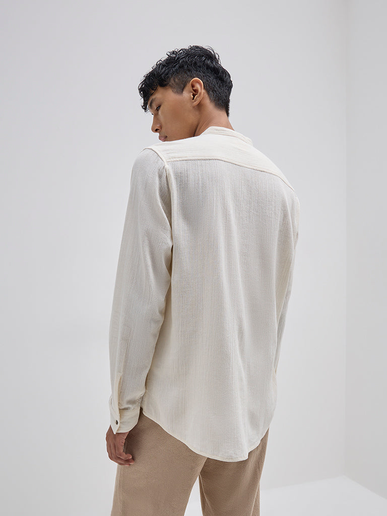 ETA Off-White Crinkle-Textured Resort-Fit Cotton Shirt