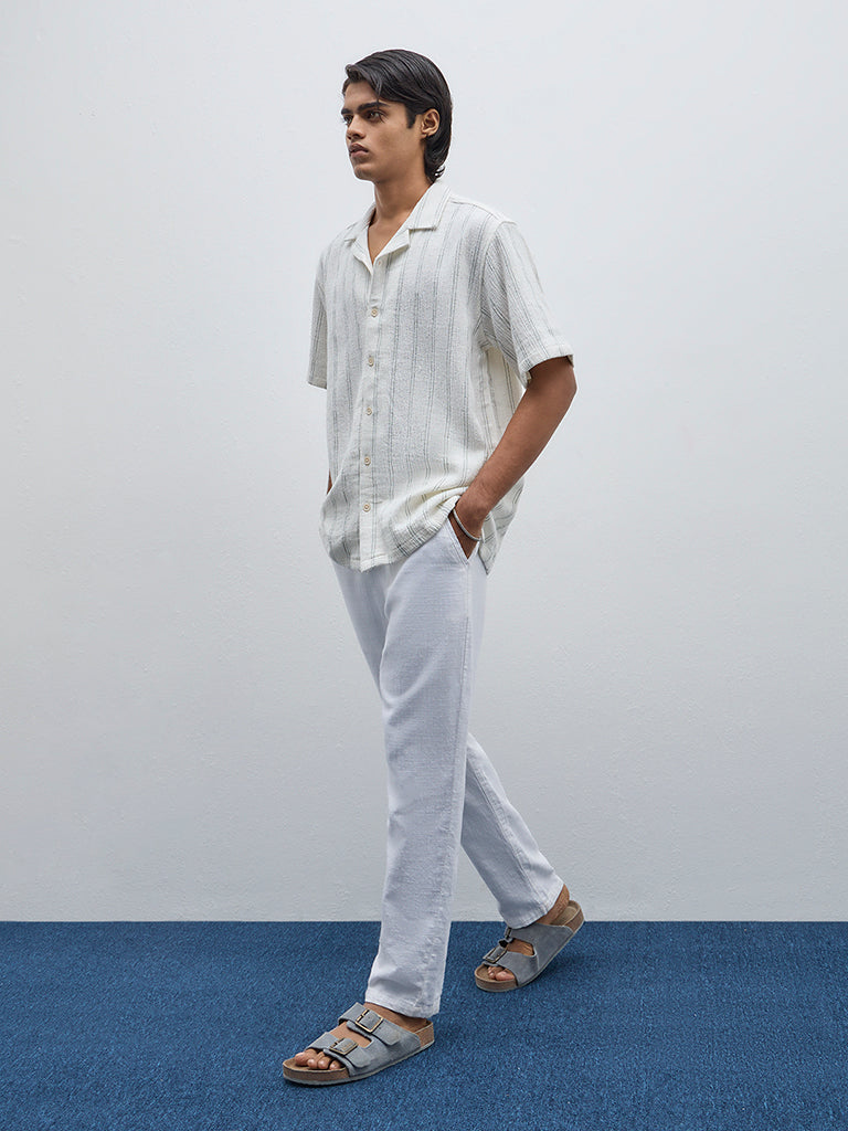 ETA Off-White Stripe Printed Relaxed-Fit Shirt