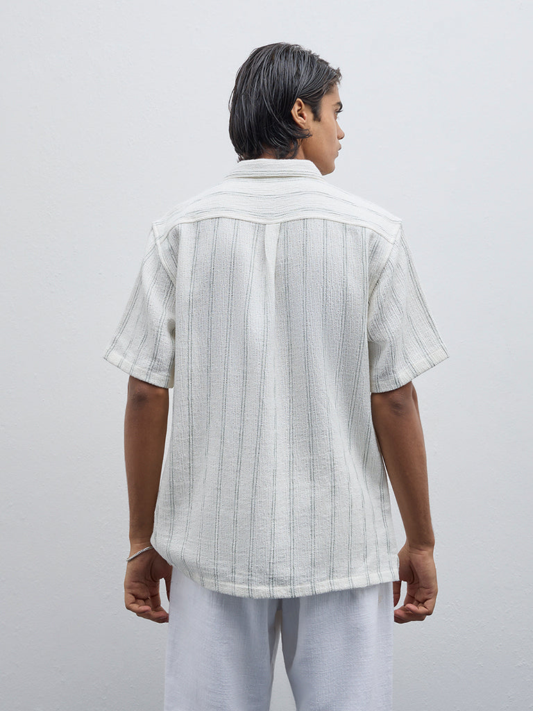 ETA Off-White Stripe Printed Relaxed-Fit Shirt