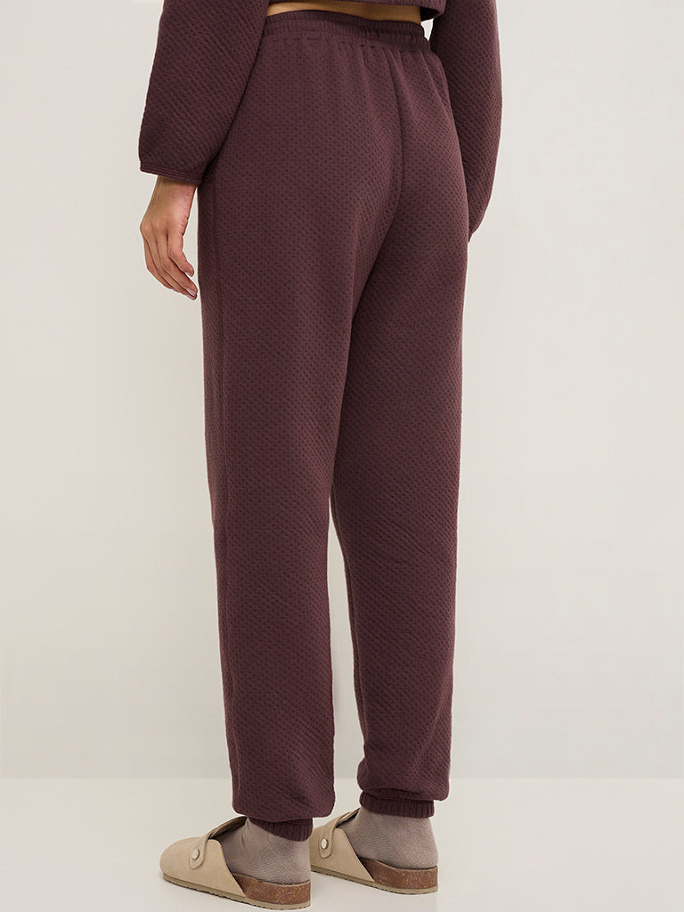 Superstar Wine Quilted High-Rise Joggers