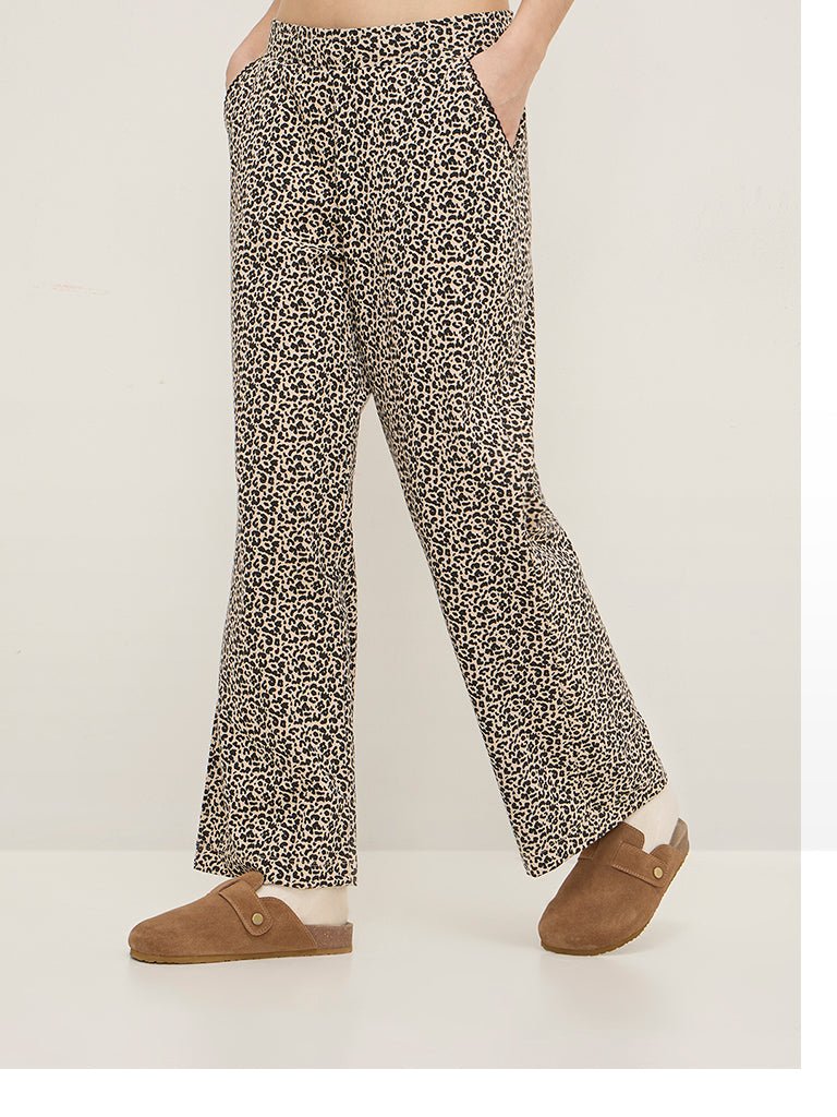 Superstar Black Animal Printed High-Rise Cotton Blend Pants