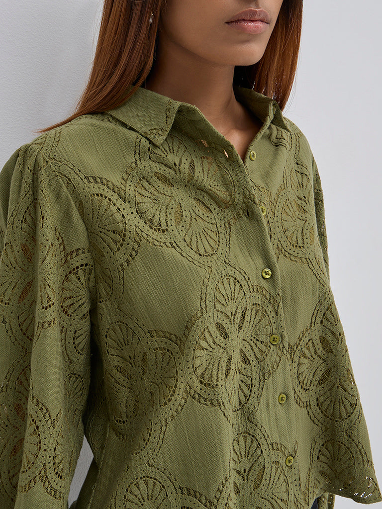 LOV Olive Embroidered Shirt