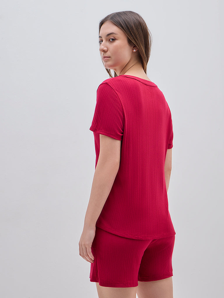 Wunderlove Red Supersoft Modal Ribbed Top