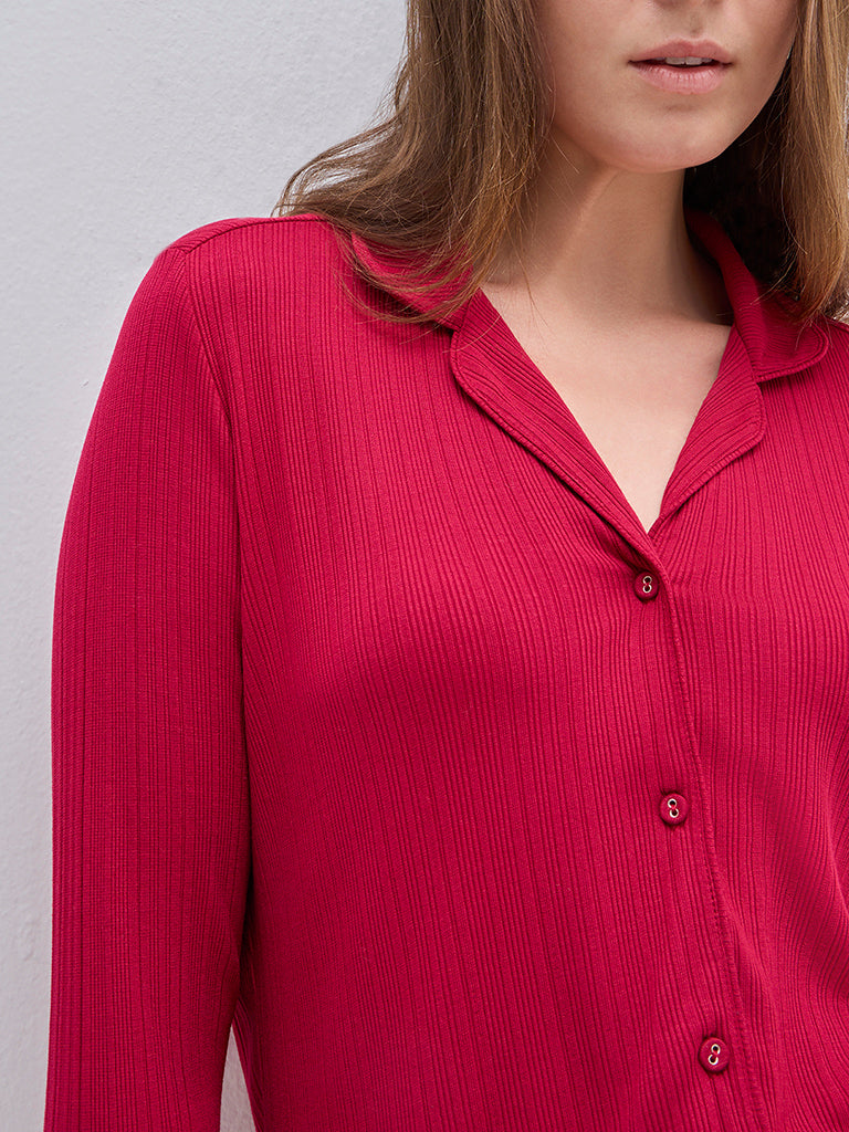 Wunderlove Red Supersoft Modal Ribbed Shirt