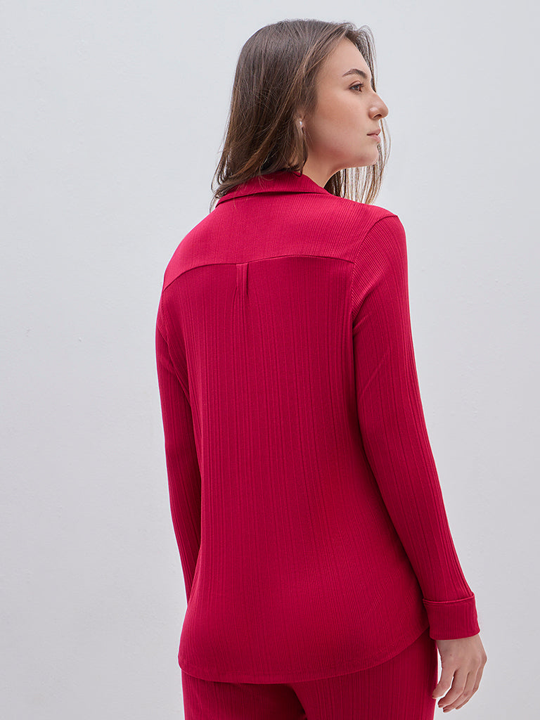 Wunderlove Red Supersoft Modal Ribbed Shirt