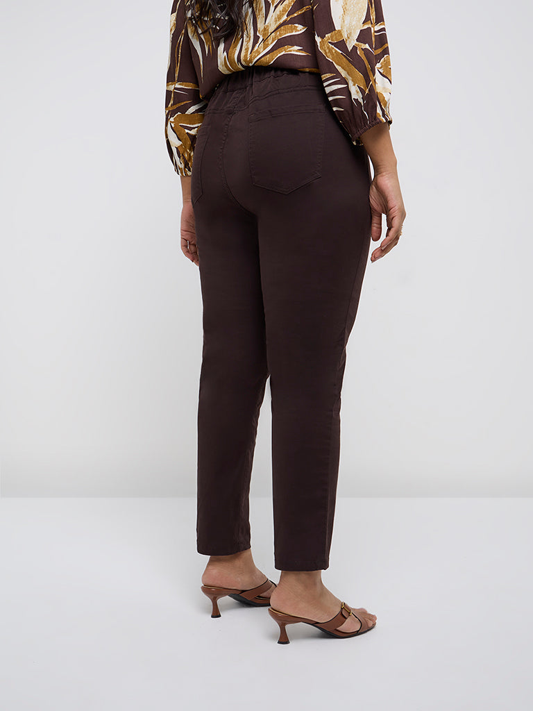 Gia Dark Brown High-Rise Cotton Blend Jeggings